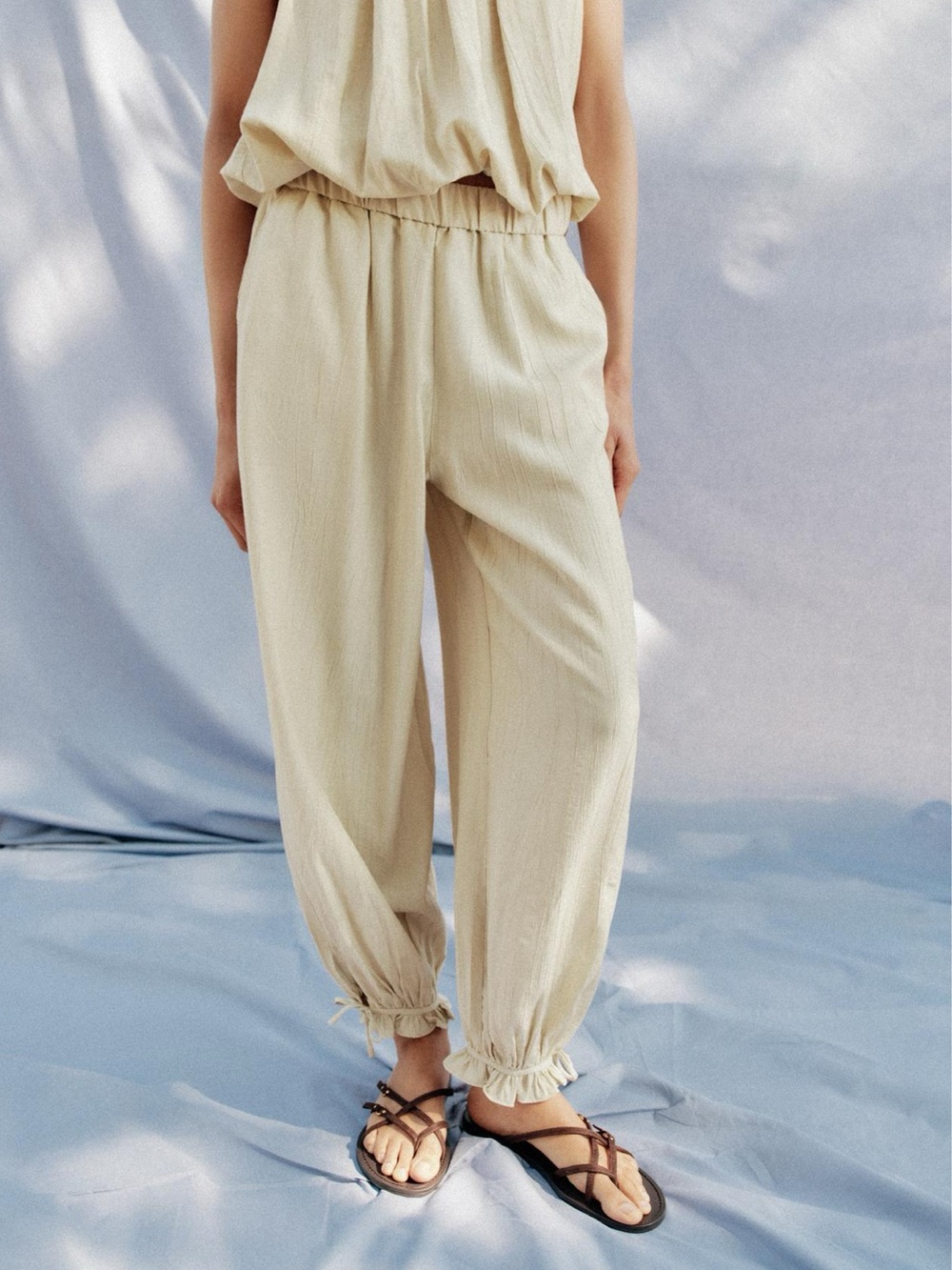 ZARA ELASTIC WAIST CRINKLE BALLOON PANTS